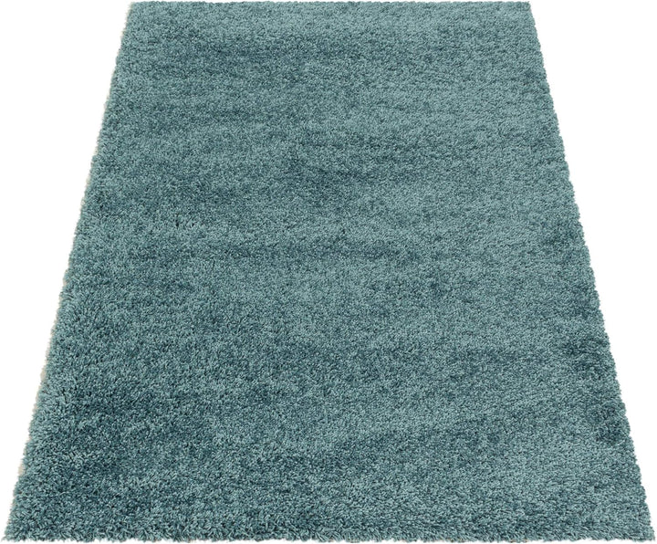 Shaggy Hochflor Teppich Läufer Flur 80 x 150 cm Aqua Blau - Modern Flauschiger Teppich Extra Weich,