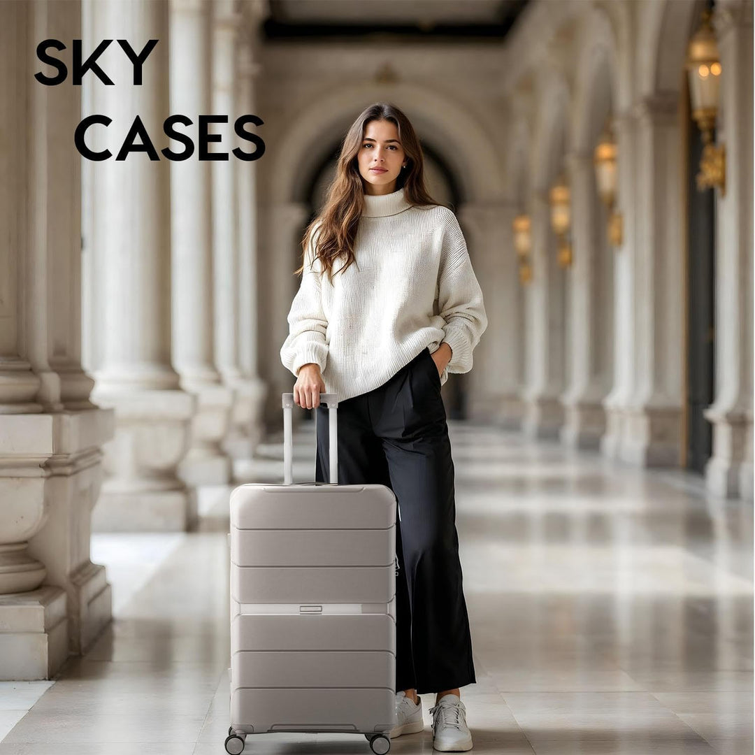 Urban Adventurer Reisekoffer 79L – Beige – Trolley mittelgross Hartschale mit Zahlenschloss &amp; 4 Roll