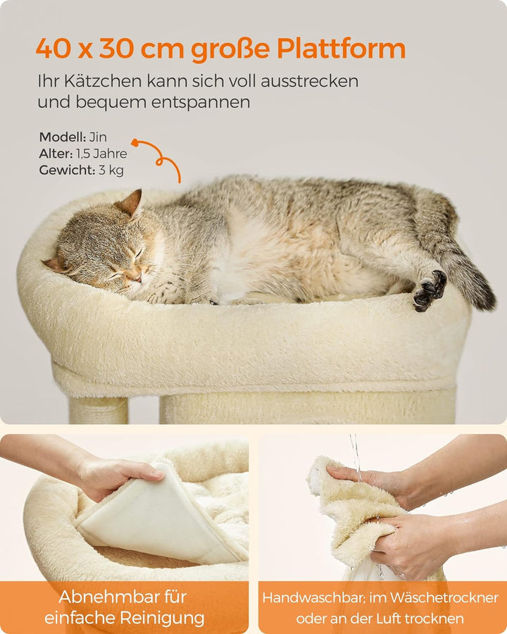 Feandrea Kratzbaum klein, 67 cm Katzenbaum, Katzenhaus für Kätzchen bis zu 3 kg, grosse Plattform, S