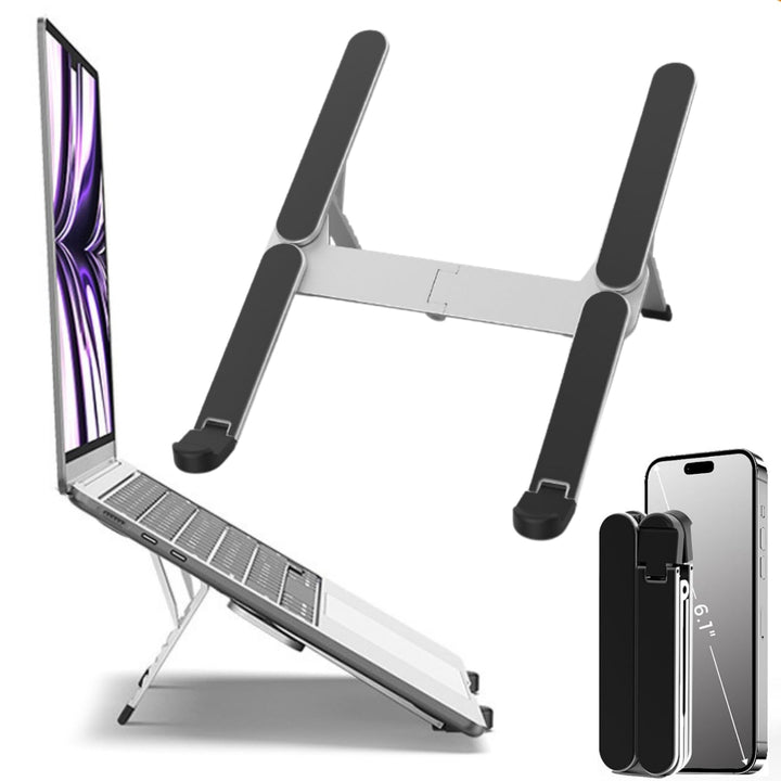 VVGAOGES Laptop Ständer für Unterwegs, Höhenverstellbarer Belüfteter Notebook Ständer aus Aluminium,
