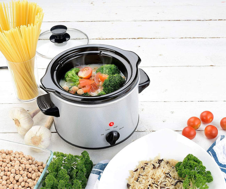 Rosenstein & Söhne Slow Cooker: Elektrischer Schongarer, Keramik-Gartopf, Glasdeckel, 1,4 Liter, 100