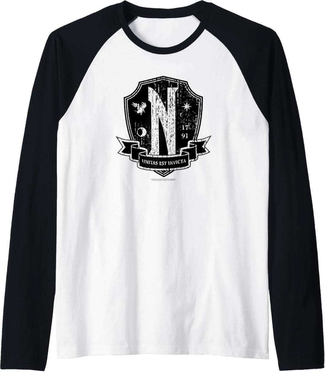 Wednesday Nevermore Academy Emblem Raglan