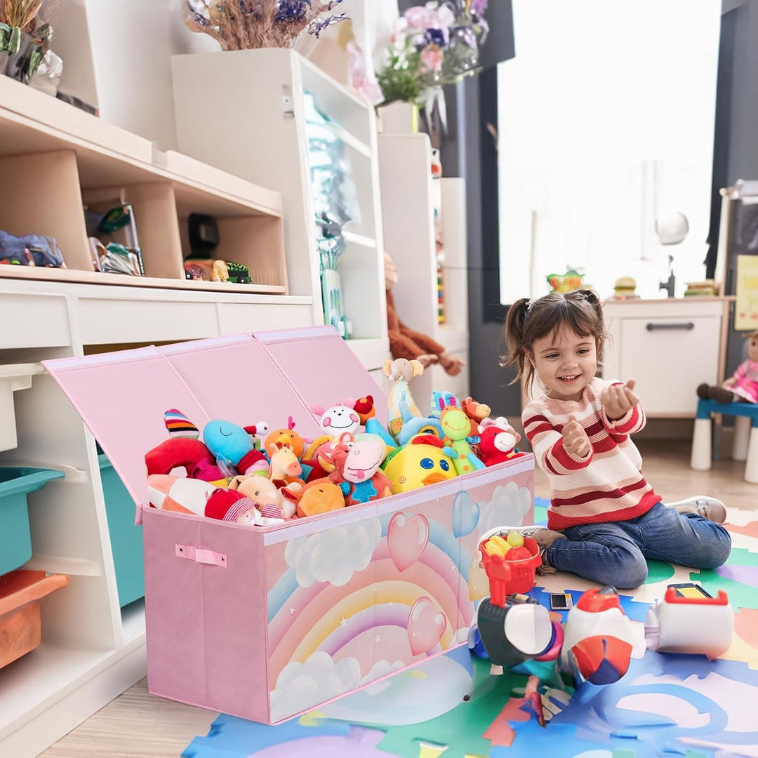ELUCHANG Aufbewahrungsbox mit Deckel Kinder, 147L Grosse Faltbare Truhen &amp; Kisten für Kinder, Spielz