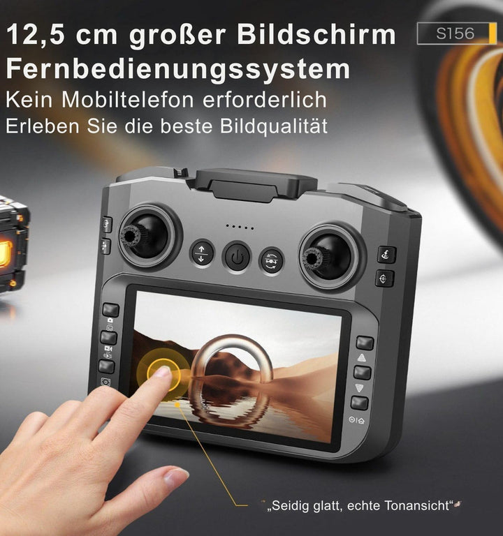 RC-Quadrocopter, (Drohne mit 12,5-cm HD-Display-Fernsteuerung, komplett geschütztem Propellerdesign)