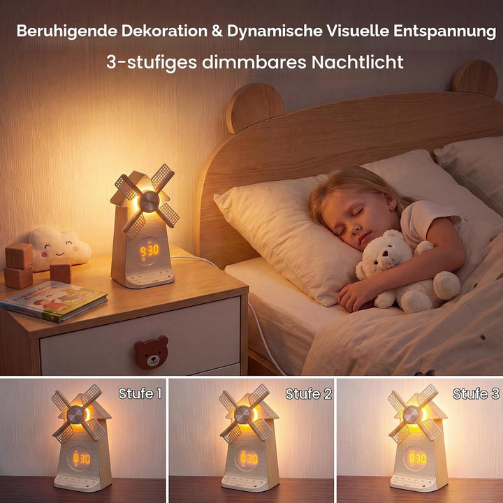 RETEYUNG Wecker Kinder mit Rotierende Windmühle, Lichtwecker Sonnenaufgang