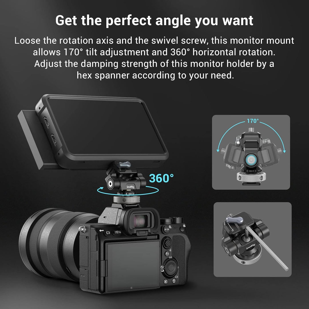 SMALLRIG Cold Shoe Monitor Mount, HawkLock Mini, Drop-in Quick Release Swivel und Tilt Monitor Holde