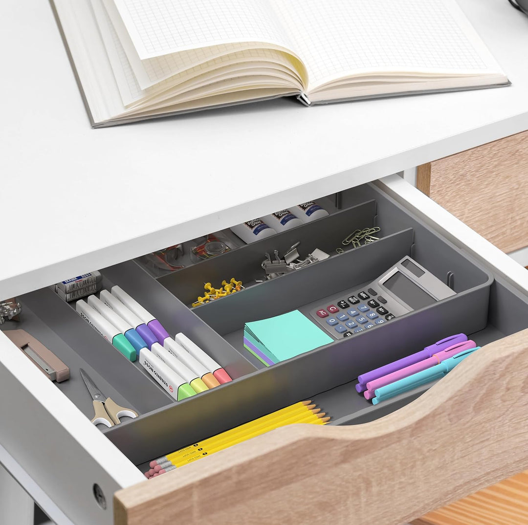 Simple Houseware Erweiterbarer Besteck-Organizer für Küchenschubladen, Grau, Grau