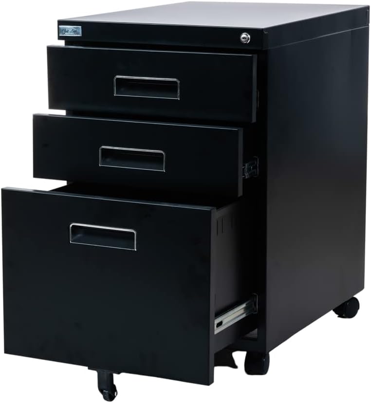 Jet-line Metall Rollcontainer 3 Schubladen Hängeregister Paul Metall schwarz Büro Büroschrank Aktens