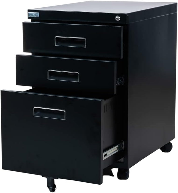Jet-line Metall Rollcontainer 3 Schubladen Hängeregister Paul Metall schwarz Büro Büroschrank Aktens