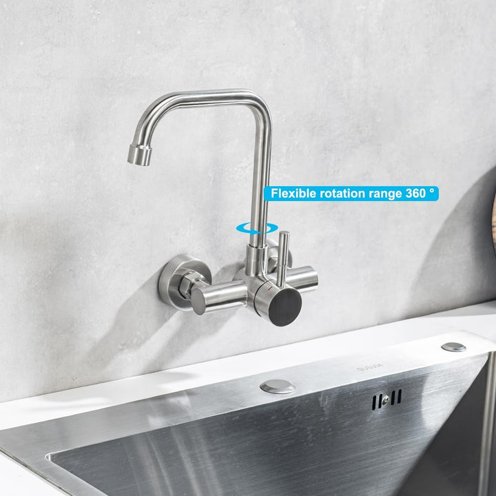 ONECE Wandmontage Küchenarmatur mit 11 cm Lochrabstand, Wasserhahn in Wand | Wandarmatur Küche aus E