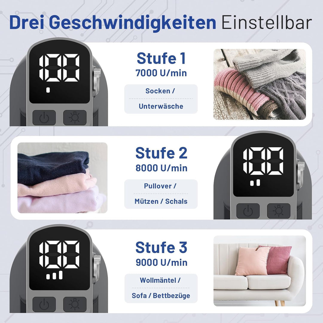 BEAUTURAL Fusselrasierer, Wiederaufladbarer Flusenentferner Elektrisch, 3 Geschwindigkeiten, 6-Kling