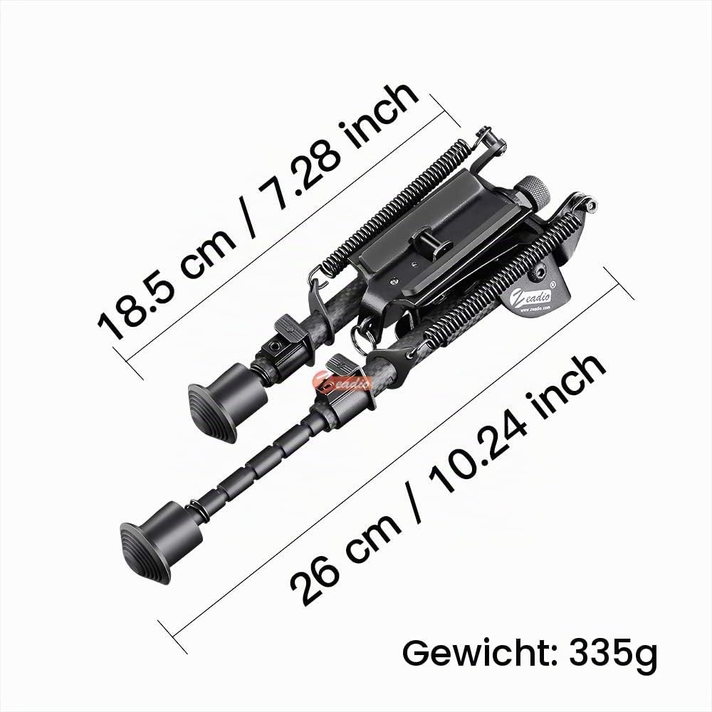 Zeadio Kohlefaser-Drehgelenk, schwenkbares Zweibein mit Sling-Halterung (6 "- 9")