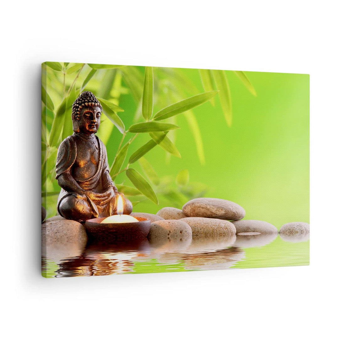 Bilder auf Leinwand Buddhismus Feng Shui Spa Bambus Leinwandbild 70x50cm Wandbilder Dekoration Wohnz