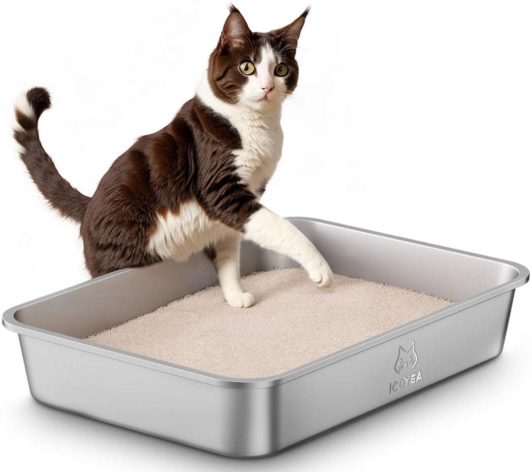 Edelstahl Katzenklo, Grosse Katzentoilette, XXL Katzentoilette Edelstahl Offen, Metall Katzenklo für