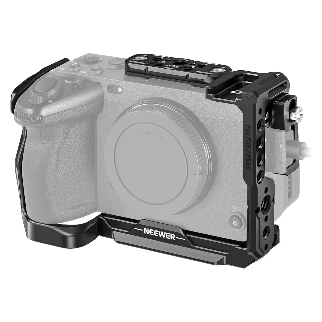 NEEWER FX3/FX30 Cage Kamera Käfig mit HDMI Cable Clamp,NATO Schiene,3/8"ARRI Positionierungslöcher,