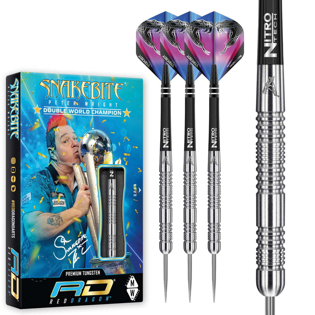 RED DRAGON Peter Wright Snakebite Euro 11: 20g oder 24g Tungsten Darts mit Flights und Schäfte 24.0