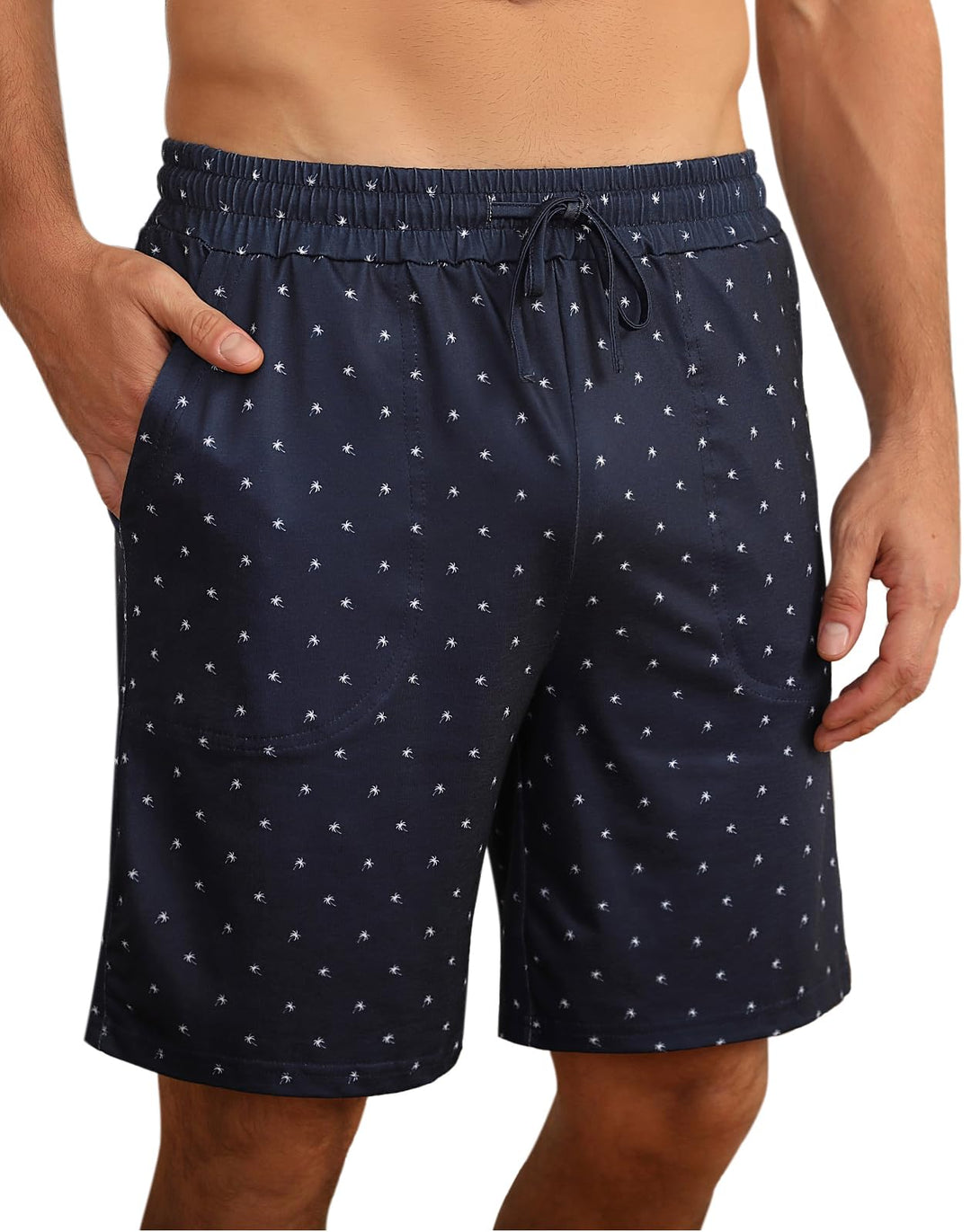 Demegimi Herren Schlafanzughose Kurz Schlafhose Sommer Pyjamahose Baumwolle Schlafshorts Shorty Frei