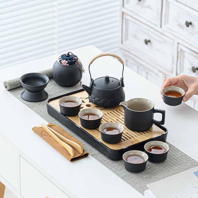 LURRIER Gongfu Tee-Sets, tragbares Keramik-Teeset, asiatisches Tee-Set für Erwachsene, Tee-Geschenks