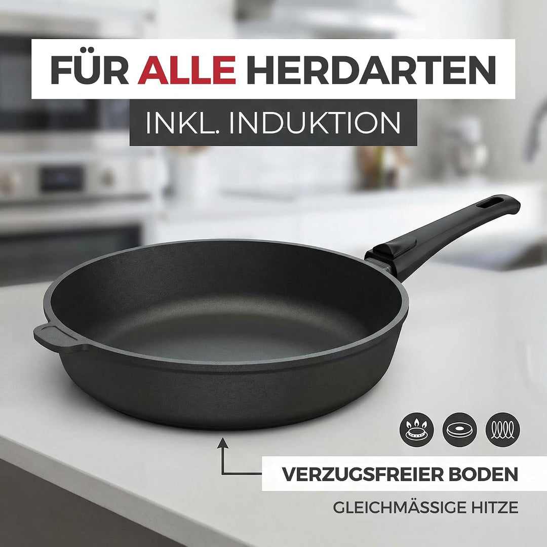 Lieblingspfanne Schmorpfanne 28cm Hochrandpfanne induktionsgeeignet Bratentopf Servierpfannen Alumin