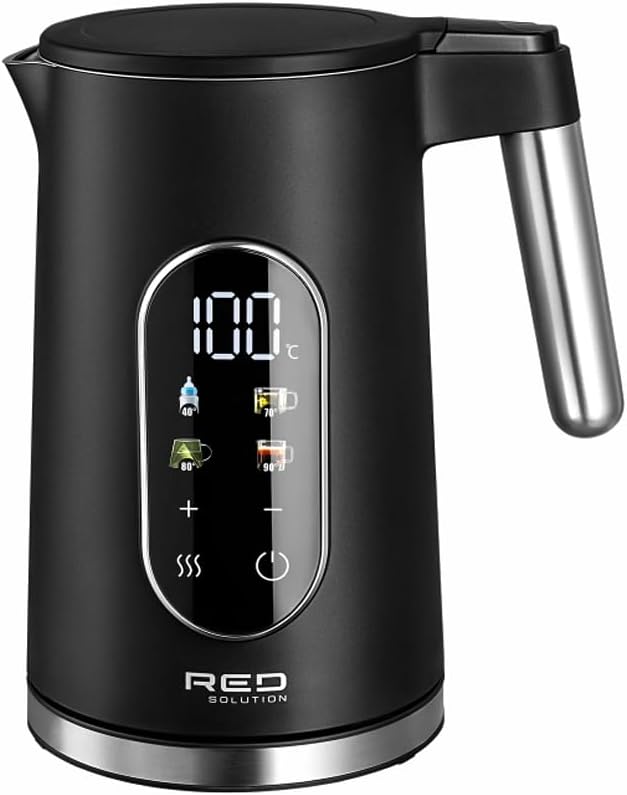 Edelstahl Wasserkocher 1,7L mit Temperatureinstellung (40-100°C) | 2000W Teekocher RED Colorsense A1