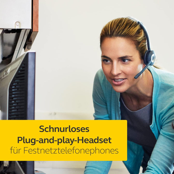 Jabra Pro 920 DECT Kabelloses On-Ear Mono Headset - HD Voice und Noise Cancelling - ganztägige Akkul