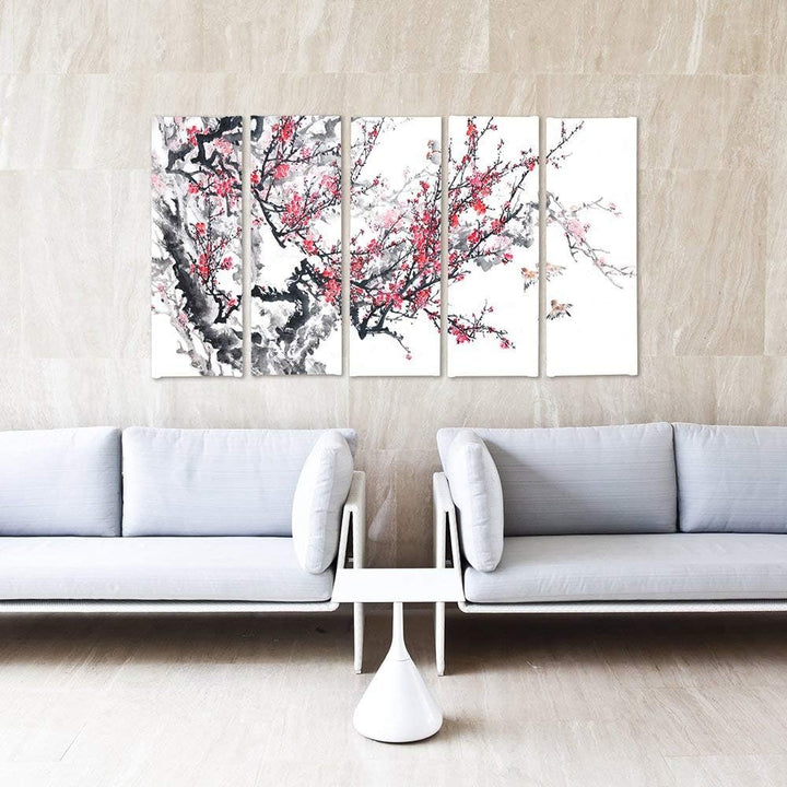 Feeby. Leinwandbild - 5 Teile - Bilder, Wand Bild, Wandbilder, Kunstdruck XXL, 5-Teilig, (JAPANISCHE