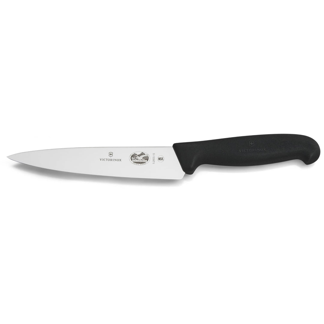 Victorinox Fibrox Kochmesser, Breites Universalmesser für Obst und Gemüse, 15 cm, Gerade Klinge, Sch