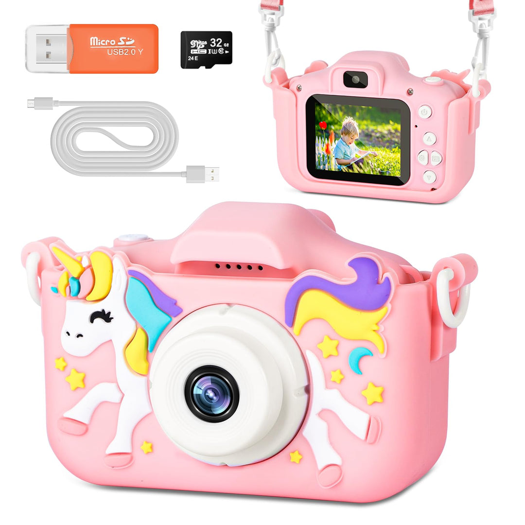 BNEHHOV Kinderkamera 2,0-Zoll-Bildschirm 1080P Kinder Kamera Fotoapparat Kinder mit 32GB SD-Karte Se