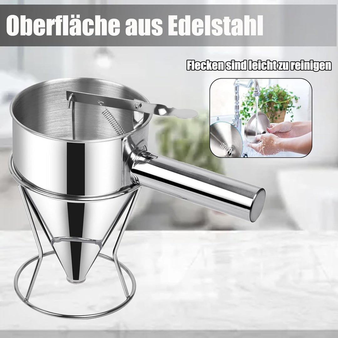 Pfannkuchen Teigspender, 1200ml Pfannkuchen Teigspender Teigportionierer Edelstahl, Verdicken Kuchen