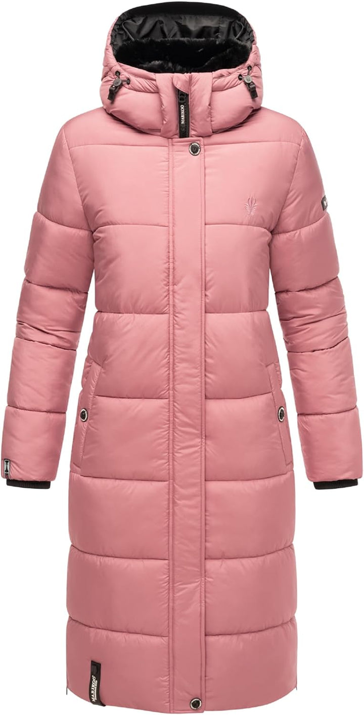 MARIKOO Damen Wintermantel warmer Steppmantel lang mit abnehmbarer Kapuze Reliziaa XS-3XL L Pastel P