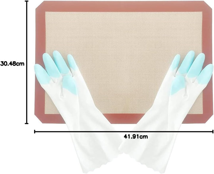 DUEBEL Antihaft-Silikon-Backmatten-Set mit PVC-Handschuhen, Gebäck-Isomalt-Zuckermatte für Bäcker-Ko