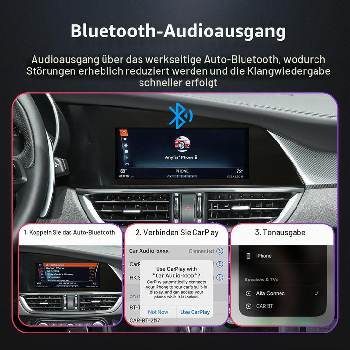 EZoneTronics Wireless CarPlay &amp; Android Auto Retrofit Kit Decoder für Alfa Romeo Giulia Stelvio 2017