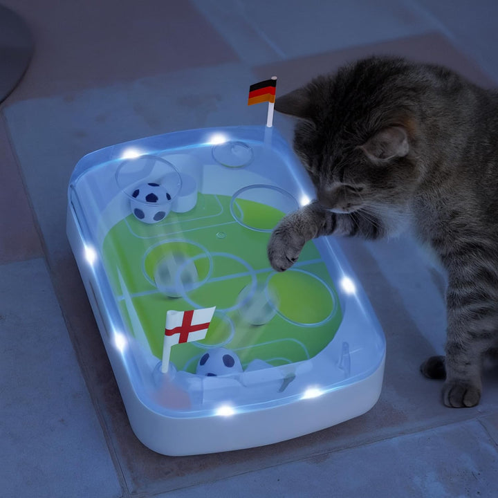 ALL FOR PAWS Interaktives Katzenspielzeug mit Fussballfeld-Design, Automatisches Katzenspielzeug mit