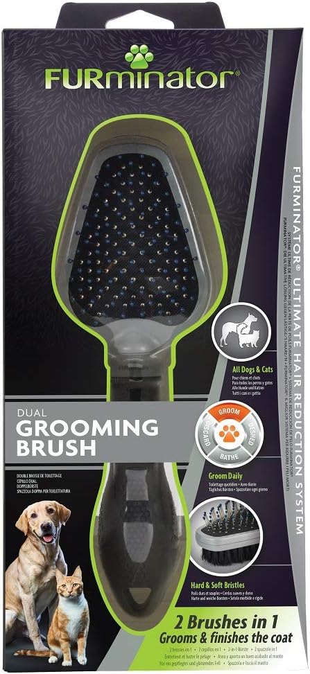 FURminator Doppelbürste für Hunde und Katzen - Fellpflege 2in1-Bürste zur Entfernung von Knoten, los
