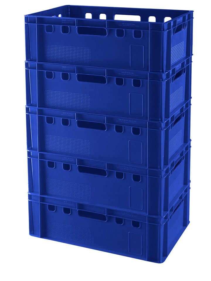 Logiplast 5 Stück E2 Kisten 60x40x20 Fleischkiste Lagerkiste Metzgerkiste in blau