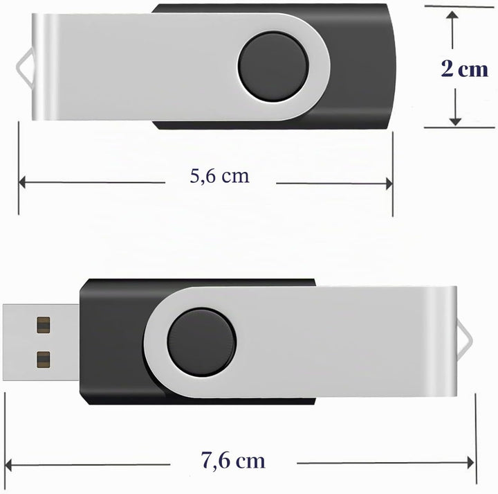 EASTBULL Einklappbarer 4GB USB 2.0 Transmemory Memory Stick, 10 stück Schwarz 4GB Schwarz, 4GB Schwa