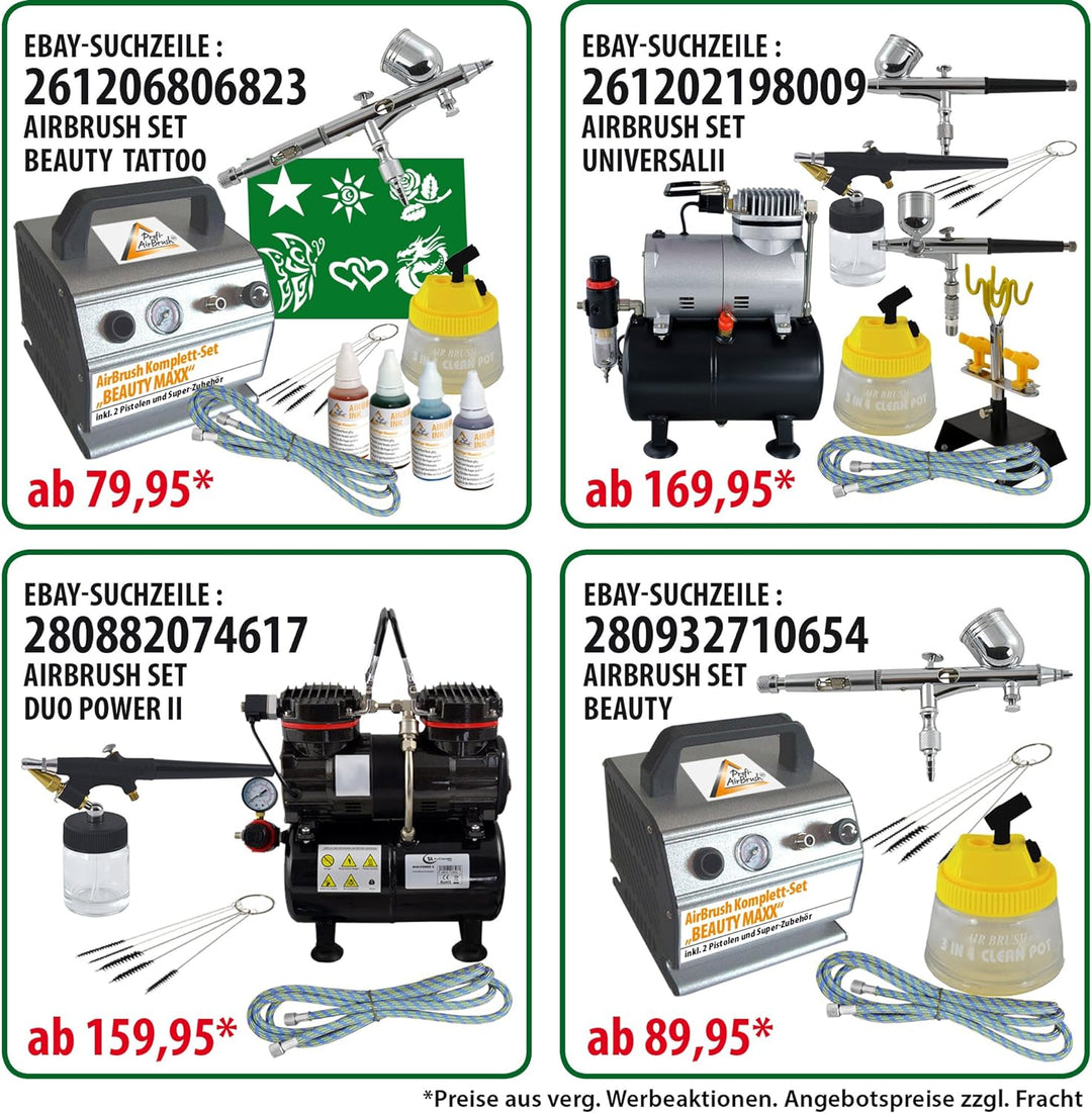 AirBrush Kompressor Duo-Power II - Das Airbrush-Kit mit Doppel/Zweizylinder Kompressor Kit für Künst