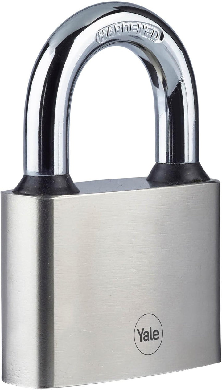 Yale - Y112/60/132/1 Eisenscheibenvorhängeschloss 60 mm - vernickelt - Bügel aus gehärtetem Stahl -