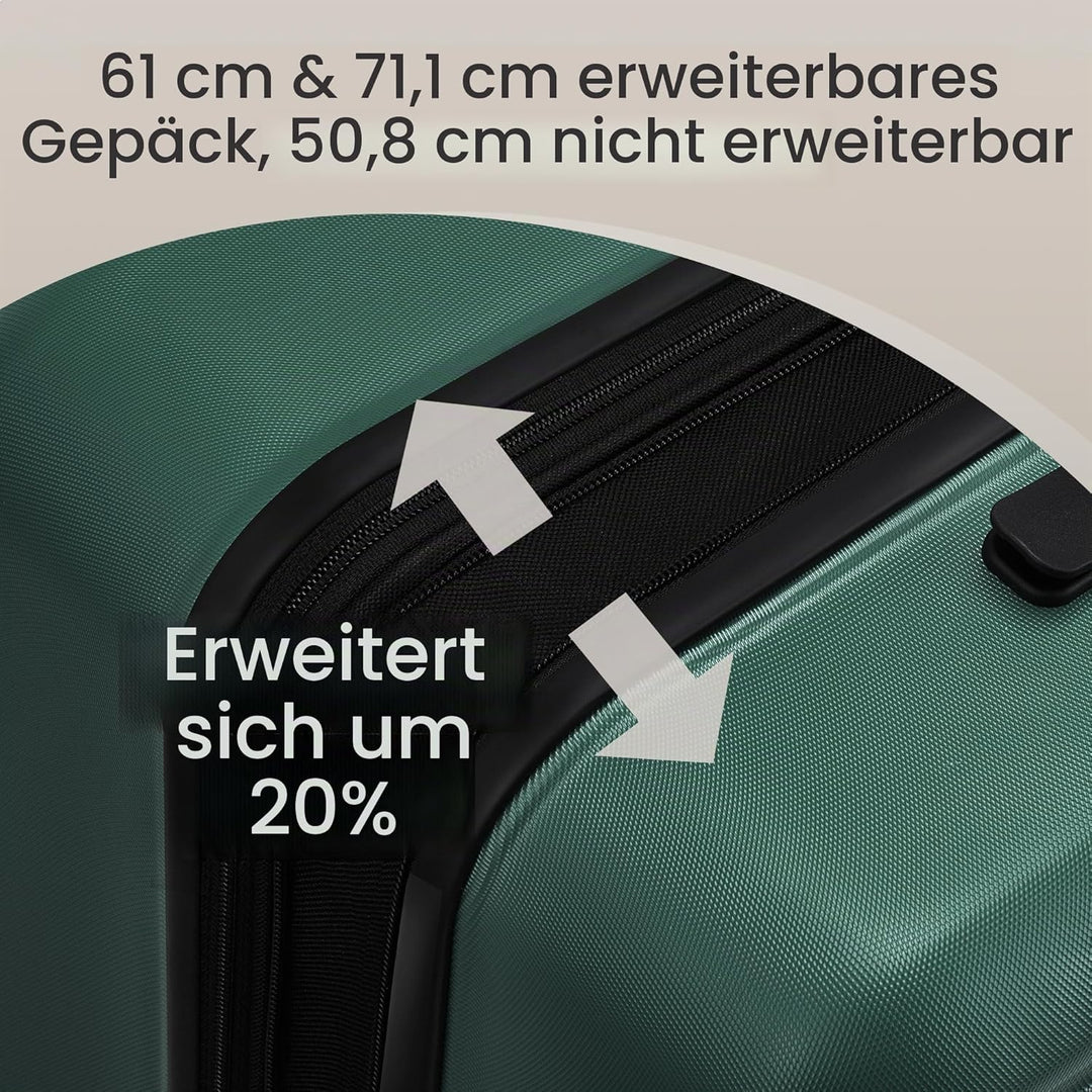 SHOWKOO Kofferset 3 Teilig Hartschale Leicht ABS+PC Erweiterbar Reisekoffer Haltbar Trolley Handgepä