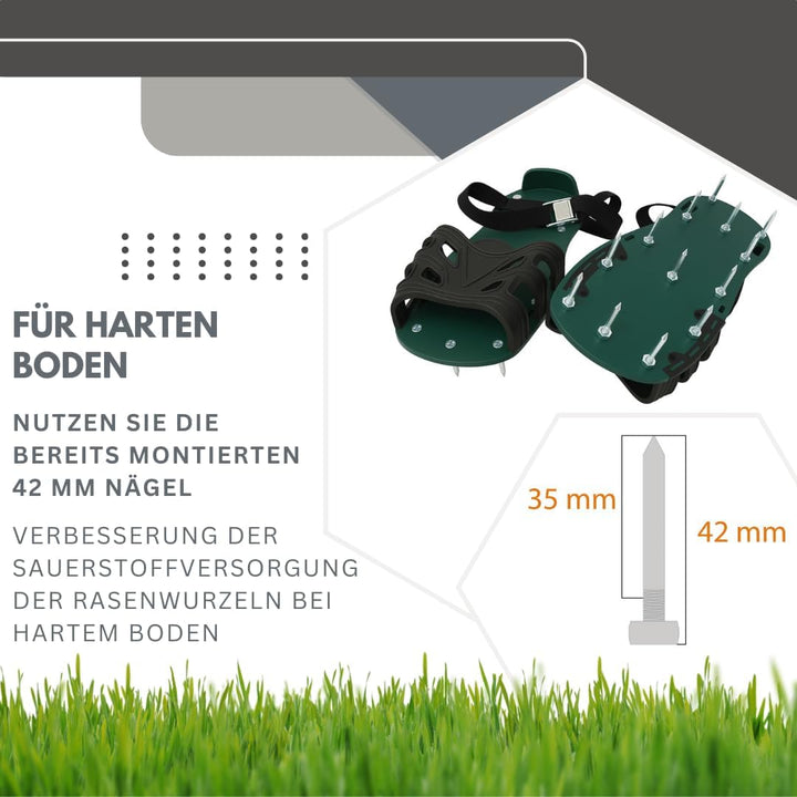 Pangolino Nagelschuhe fertig montiert – 42 mm Nägel + 60 mm Nägel - Verwendbar als Rasenbelüfter ode