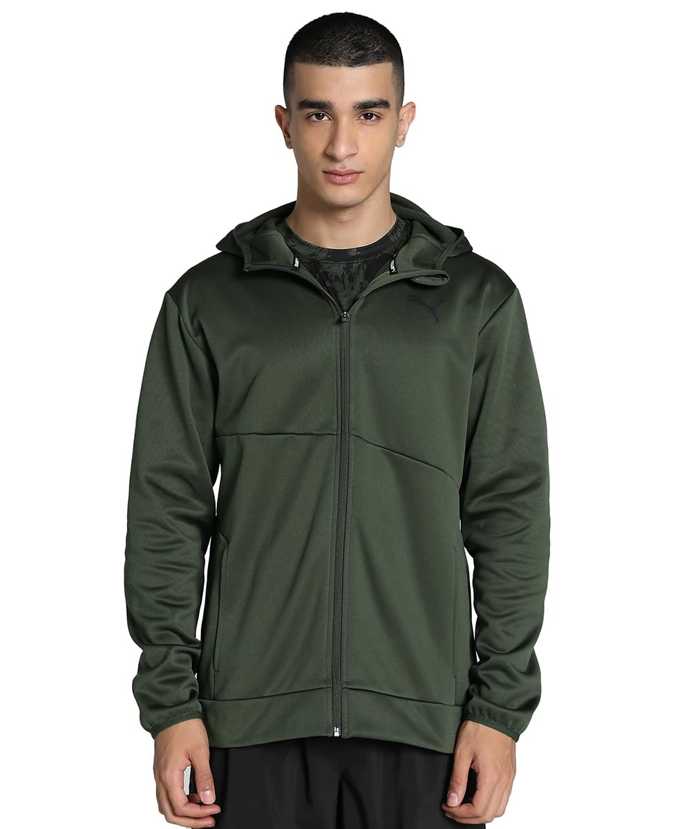 PUMA Train All Day PwrFleece Full Zip Herren Sweatjacke Kapuzenjacke 522339 01 schwarz S Dunkles Oli