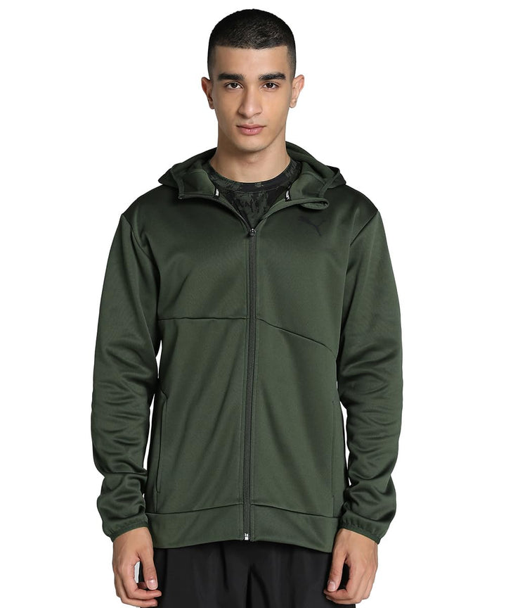 PUMA Train All Day PwrFleece Full Zip Herren Sweatjacke Kapuzenjacke 522339 01 schwarz S Dunkles Oli