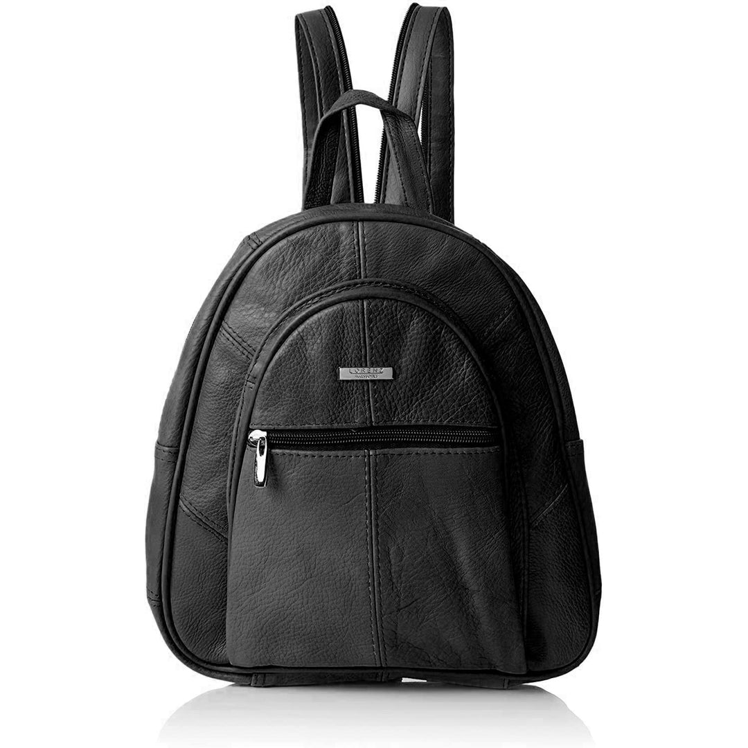 Woodland Leathers Modischer Damenrucksack, klein, schwarz, mit Anti-Diebstahl-Reissverschluss und Ha