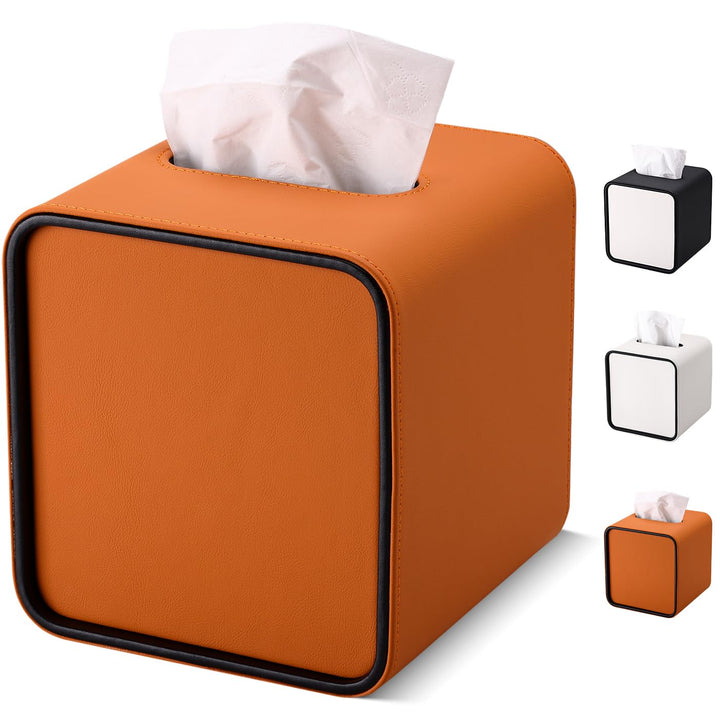 GORESE Taschentuchbox,Leder Quadratische Kosmetiktücherbox Papiertaschentuchhalter Taschentuchspende