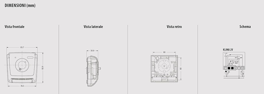 VEMER VE024600 KLIMA 2V - Mechanischer Raumthermostat für Gebläsekonvektoren, Heizungsthermostat, 2-
