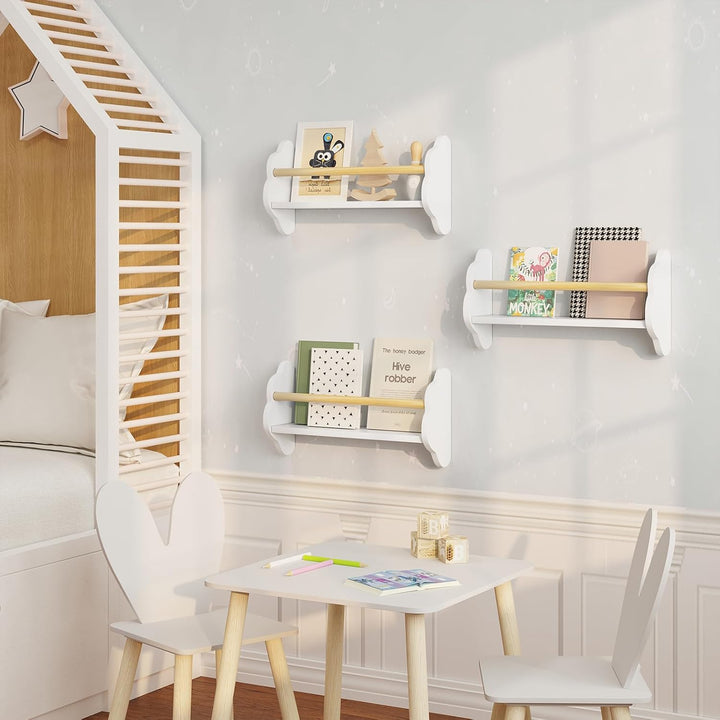 WOLTU Bücherregal Kinder Wand 3er Set, Wandregal Kinderzimmer, Kinderregal für Buchaufbewahrung, aus