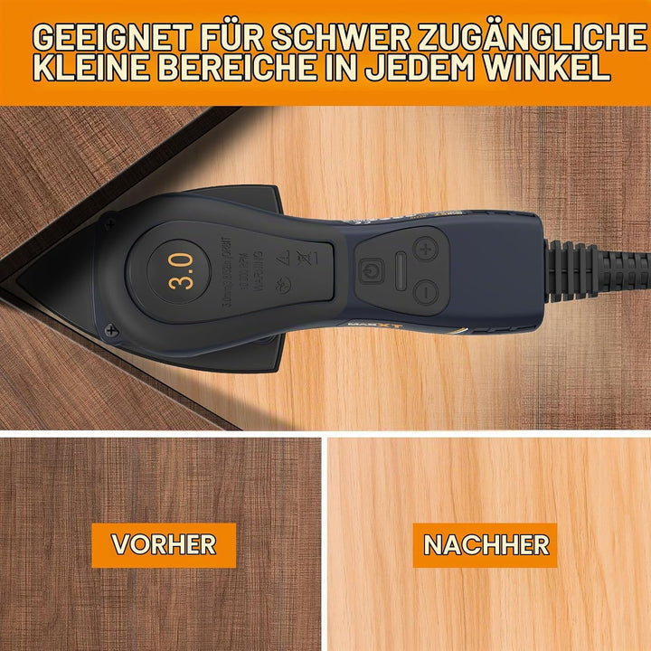 MAXXT Profi Bürstenloser 3mm Dreieck-Schleifer - 350W Starker EC Motor, Geschwindigkeitsregulierung,
