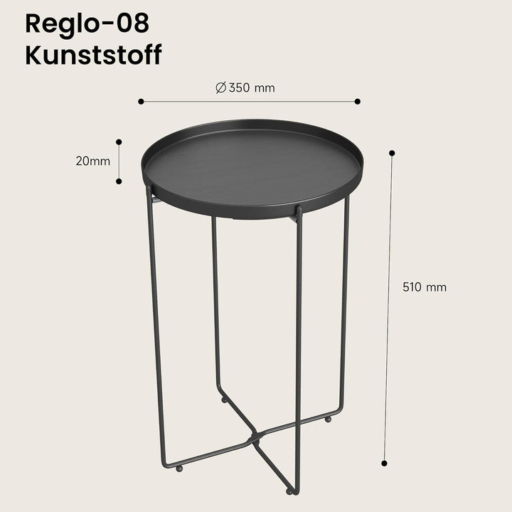 Mai & Mai Beistelltisch rund Ø35×H51 cm, Couchtisch klein mit abnehmbarem Tablett aus PP-Kunststoff,