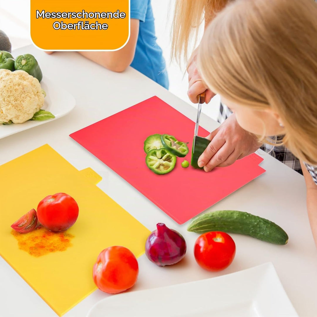 4 Stück Schneidebrett Kunststoff Set – Schneidebrett Set – Schneidebretter mit Ablageständer– Spülma