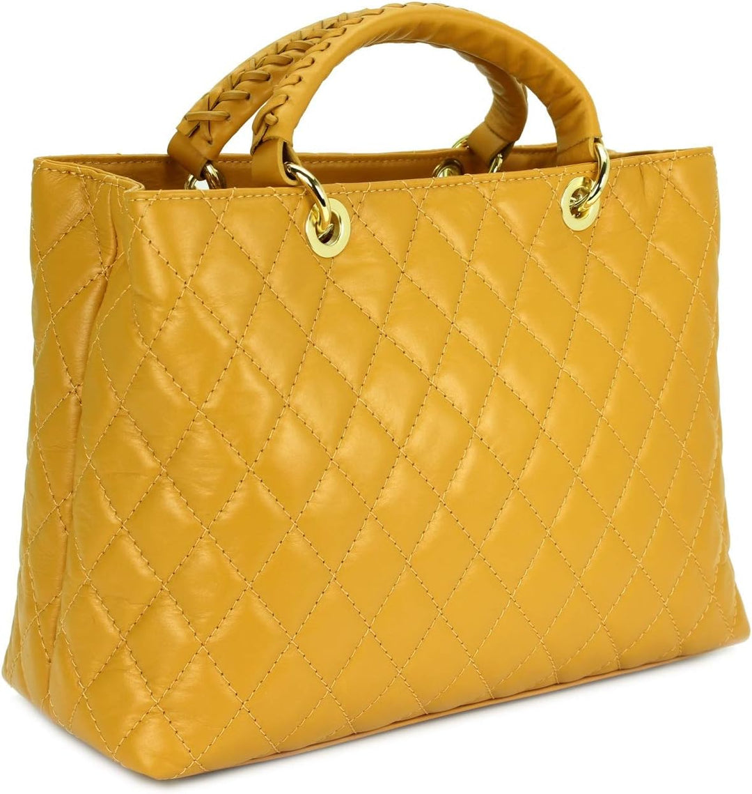 Belli edle italienische Echt Nappa Leder Damentasche Henkeltasche Umhängetasche gesteppt - 34x25x17